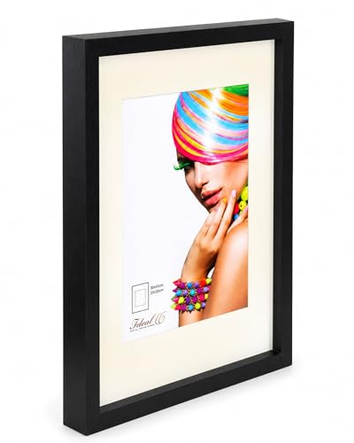 IDEAL TREND 3D Objektrahmen Bilderrahmen mit Passepartout & gehärtetem Glas Holz MDF Rahmen Foto Poster: Farbe: Schwarz | Format: 50x70