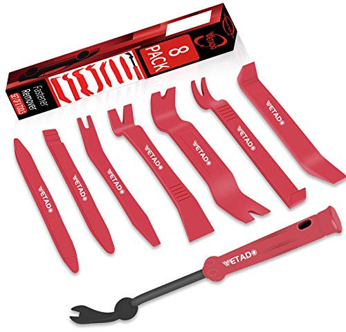 Wetado Trim Removal Tool, Car Upholstery Repair Kit, Car Door Audio Panel Trim Removal Set, Fastener Terminal Remover Tool Set Clips Pry Kit Auto Clip Pliers (8PCS Red)