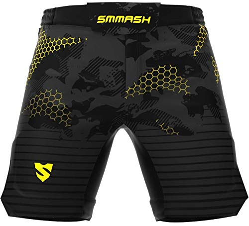 SMMASH Grid Ultralätt Shorts MMA Herr, Kampsport Byxor, Brottning UFC, Exceptionell Rörelsefrihet, BJJ, Krav Maga, Andas och Lätt, Antibakteriellt Material, Tillverkad i EU (L)