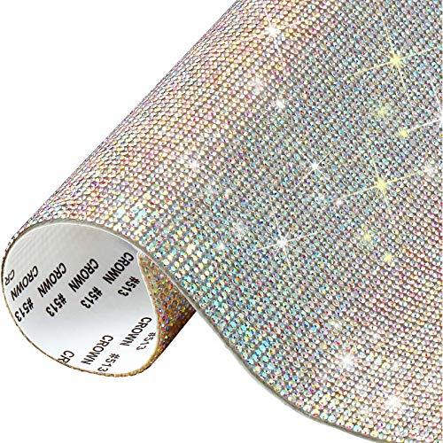 Aufkleber mit Strasssteinen, 2 mm, zum Dekorieren mit Strasssteinen, selbstklebend, zum Basteln, für Autos, Geschenke, Schuhe, Kleidung, 40 x 24 cm, Glas AB