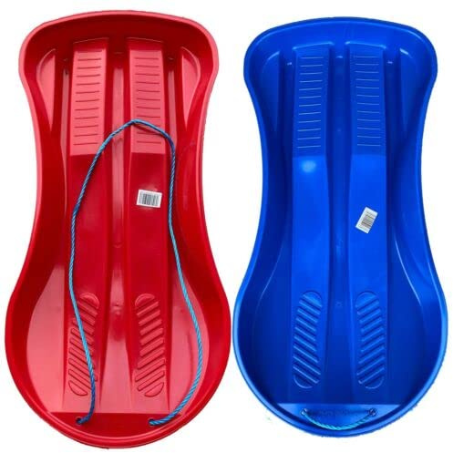 Easy Shopping Heavy Duty Colour Large Adults Kids Children Snow Sledges Toboggan Sledge Rope Sled Play Snow Ice (Red+Blue Snow Sledge)