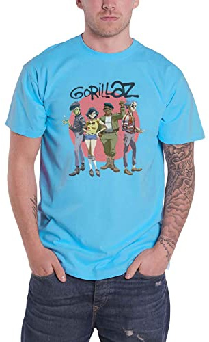 Gorillaz Grupp Circle Rise Band Logotyp Ny Officer Herr Safir Blå Storlek M