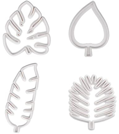 Binnan 4 Piezas Molde para Galletas en Forma ​de Hoja, Decoración de Pasteles, Molde de Gomitas para Tartas, Moldes de Plástico para Fondant Galletas Decoración de Pasteles