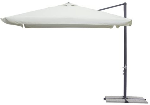 Tomaino Ombrellone 3x3 Palo Laterale Da Giaridno a Braccio, Riparati Dal Sole e Raggi UV, Telo Antivento Ecrù 180gr, Apertura a Manovella - 5011