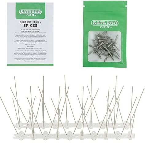Satargo Bird Spikes Stainless Steel Pigeon Spikes Bird Deterrent for Roofs and Windows, Fence Spikes for Anti Crows, Seagulls and Small Birds Repellent 2m