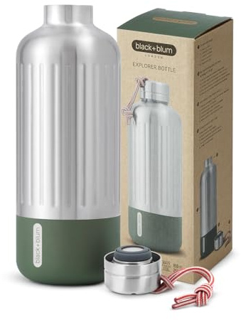 Black + Blum Explorer Insulated Water Bottle | Leak Proof | 850ml | Olive | 24H Cold & 12H Hot, Vacuum Insulated, Stainless Steel, Easy Carry Loop, BPA Free, Hiking, Gym & Daily Hydration