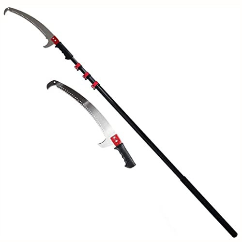 QVIVI Telescopic Pole Saw Long Reach Pruning Saws 7.2m/24ft, Extendable Gardening Tool Tree Pruner Saw for Pruning and Trimming Branches Leaves