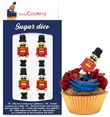 ScrapCooking - Décosucres Casse-Noisette - Décos Cupcakes Noël - Décorations pour Bûches, Pâtisseries, Desserts, Gâteaux, Biscuits, Maison Pain d’Épices - Décos Alimentaires - 6983
