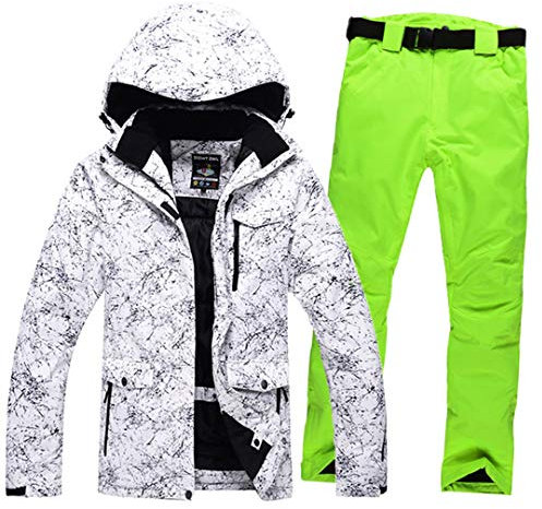 Saeohnssty Herren Hose mit warmem Lederband + winddichte Skijacke zum Bergsteigen