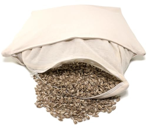 Coussin aux balles d´épeautre biologique 40x40cm, Tissu sergé blanc cassé (écru), avec enveloppes d´épeautre bio + housse intérieure supplémentaire