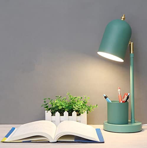 SXYSXYSXY Modernista Nórdicos Lámpara de Escritorio Niño Lámpara de Lectura Metal Oficina Luz de Trabajo Retro Los clásicos LED Lámpara de Escritorio Dormitorio Lámpara de Noche E27,Verde