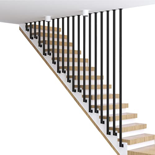 Handläufe für Treppen, industrielle Eisenrohr-Stufen aus schwarzem Metall, Handläufe, Wandgeländer für Außen- und Innenbereiche, L-förmige Korridor-Dachboden-Stufenzaun-Leitplanke ( Size : 60cm )