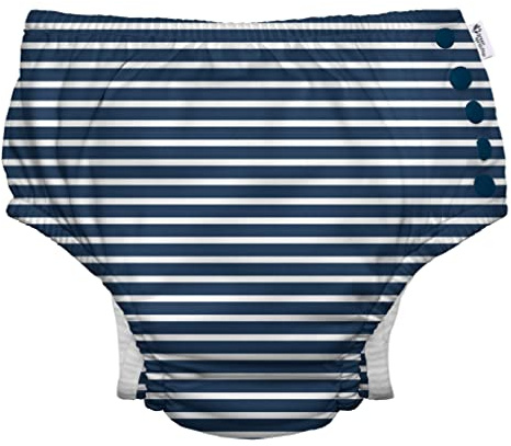 green sprouts - Eco snap Swim Diaper with Gussets - Navy Stripe - 12mo (6-12m)