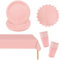 53Pcs Pink Party Tableware Set,Including Pink Paper Plates Cups and Serviettes Napkins Table Cloth Tablecover for Kids Picnic Birthday,Baby Shower Graduation Wedding Christmas Party Supplies