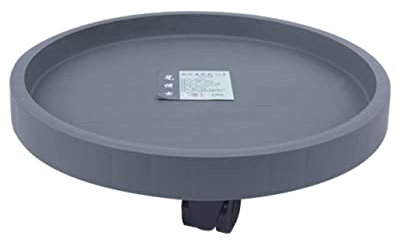 Rund Kunststoffe Pflanzenroller Outdoor mit Räder und Wasserspeicherung, Blumenroller Außenbereich und Innenbereich, Pflanzenroller mit Softrollen für Parkett, Schwerlast,Grau,28cm