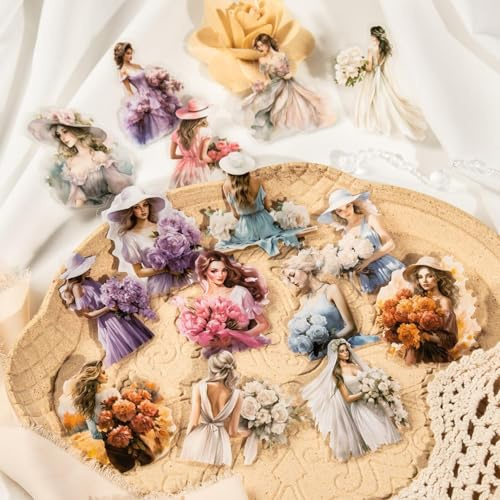180pcs Scrapbooking Zubehör Stickers,Girls & Blumen Design Adhesive Aufkleber für DIY Scrapbooking,Bullet Journal Zubehör,Photo Album?Calendar, Notebook Album Sticker
