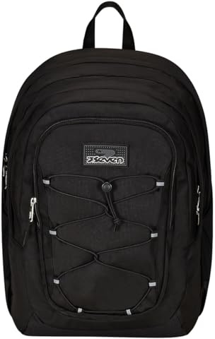 Seven Zaino Doppio Scomparto Imovepack, Nero, Con Tasca Porta Borraccia, Scuola e Viaggio, Medie e Superiori, Bambini e Ragazzi