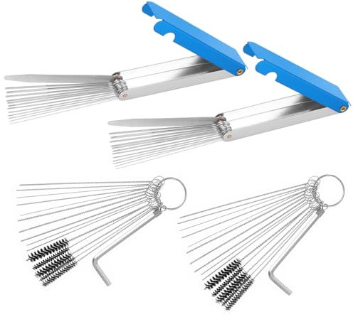 Andibro 2 Stück Reinigungs Set für Vergaser,Brennerspitzen Reiniger Set 26 Reinigungsdrähte + 20 Reinigungsnadeln + 10 Nylonbürsten + 2 Schraubenschlüssel Schweißspitzen Reiniger (2)