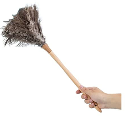 Suministros de Limpieza, Juego de Plumero de Plumas de China, Plumero de Calidad de 16 Pulgadas, plumeros de Avestruz con Mango de Madera for Limpiar Muebles, plumeros, cepillos (Color: Gris) (Color