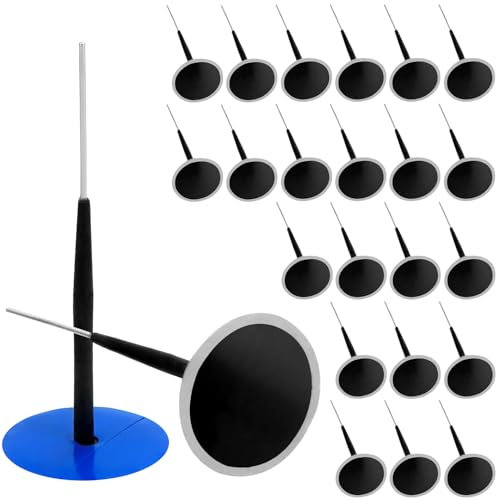 QWORK® Lot de 24 Kits de réparation d'entretien des pneus, Patch de 40 mm et Tige de 4,5 mm, pour Voitures, camions et tracteurs