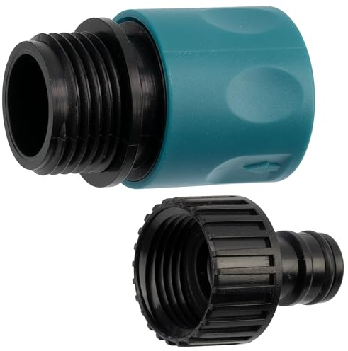 AERZETIX - C77199 - Juego kit de conector adaptador rápido con parada de agua para atornillar 3/4'' rosca exterior + racor rápido nariz de grifo rosca interior 3/4 para manguera de jardín - plástico