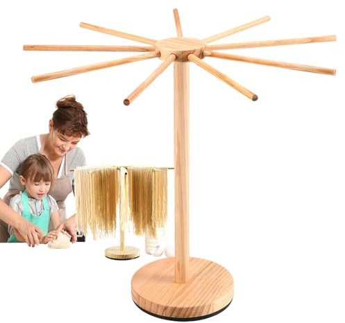 Estante de secado de pasta, soporte de madera para secadora de pasta, estante de secado giratorio grande, herramientas para hacer pasta, soporte para secar pasta, cocinar pasta, fideos, espaguetis