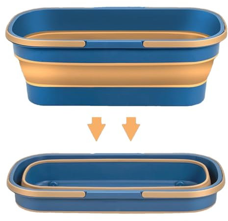 Genérico Cubo para fregona,Cubo Plegable con Ruedas y 2 Asas | Cubo de Limpieza Multiusos Rectangular portátil de 12 l/3,17 galones, práctica Cesta para Limpieza de casa y Coche
