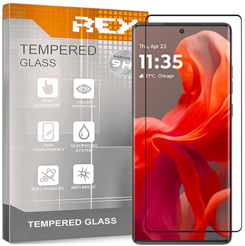 REY 2X Protector de Pantalla Curvo 3D para Motorola Moto G85 5G, Negro, Protección Completa, 3D / 4D / 5D