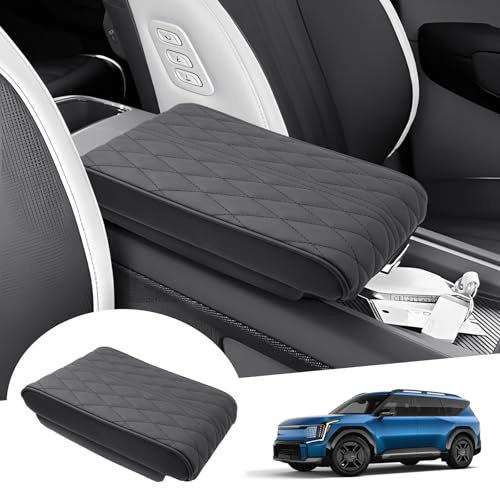 GAFAT Compatible avec Kia EV9 GT-Line 2024 2025 2026 Housse d’Accoudoir, Protection en Similicuir PU de Console Centrale, Rembourrage en Mousse de 4,5 CM d’épaisseur