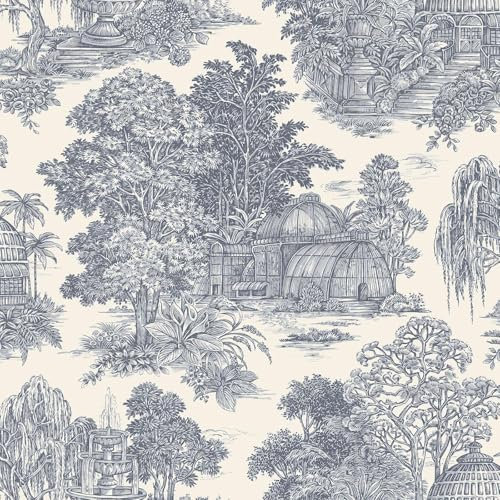 Osterley 13951 Papier peint en toile d'inspiration vintage Motif arbres, feuillage, nature, idéal pour les salles de bain, les salons Bleu Holden