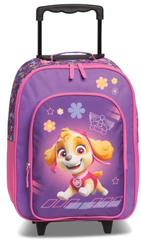 Ragusa-Trade Paw Patrol Chase Marshall Skye Kinder Trolley Kinderkoffer Weichgepäck Polyester 42 x 32 x 16/21 cm - verstellbare und fixierbare Teleskopstange, pink