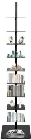 Jubilofex Libreria a colonna vertebrale Torre, disco per libri a forma di torre, a 9 livelli, elegante libreria in metallo | Torre verticale multistrato per foto educative, decorazioni, piccole piante