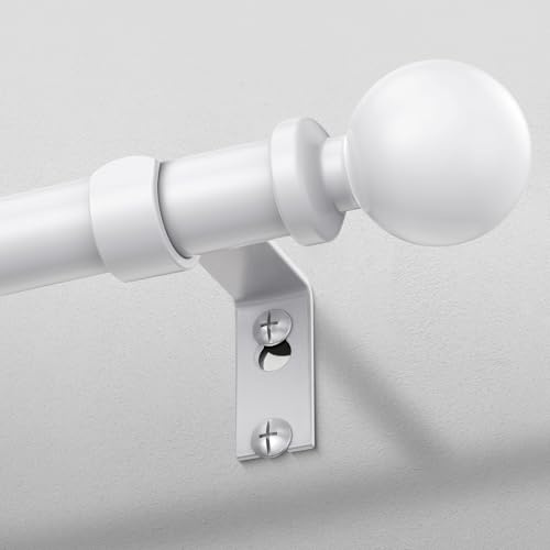 Wolistsa White Curtain Rod 36-91 Inch, 1 Inch Adjustable Heavy Duty Curtain Rods for Windows, Decorative Modern Window Treatment Rods, Telescopic Splicing Metal Drapery Pole, Easy Installation
