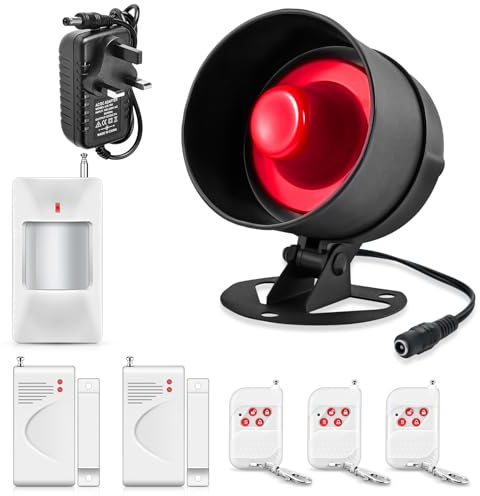 Fuers Home Security Systems Burglar Alarm System 115 dB Home Alarm Systems PIR Motion Door Alarm Sensor Garage House Alarm with Remote Shed Alarm Security System for Courtyard Home Safety 8 Piece