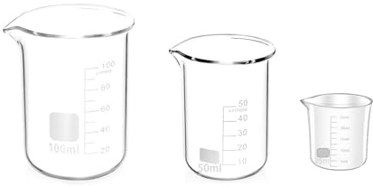 Messbecher Set 3 Stk. Präzise Skala Hitzebeständig für Küche Labor | Hitzebeständiger Kunststoff, Genaue Dosierung, Labor Und Küche, Stapelbarer Messbecher 100ml, Becherglas Kleinstmengen