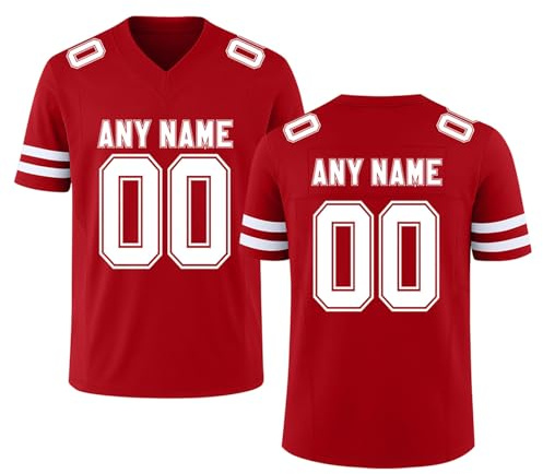 Personnalisé Maillot de Football Américain T Shirt, Americain Oversize Sport Tee Rugby Shirt Personnalisable avec Nom Numéro L'équipe et Logo
