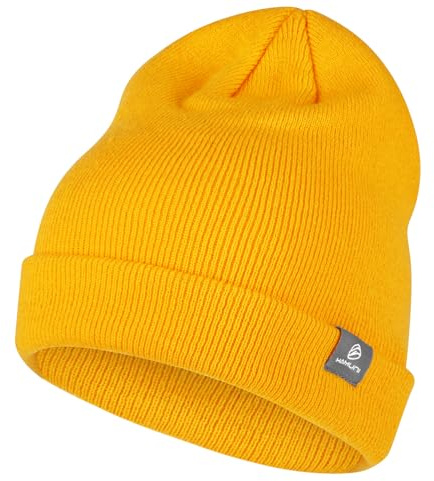 HAMUNI Beanie Mütze für Herren Damen Winter Warme Beanies Unisex Klassische Wintermützen Strickmütze Dehnbare Weiche Acryl Beanie Hat Vintage Einfarbig Strickmütze (Goldene)