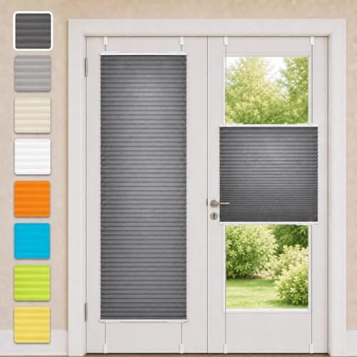 Vkele Plissee Klemmfix ohne Bohren, Anthrazit 70x190cm(BxH), Jalousien Innen, Faltrollo Lichtdurchlässig & Blickdicht, Sonnenschutz & Sichtschutz, Roll für Fenster & Tür