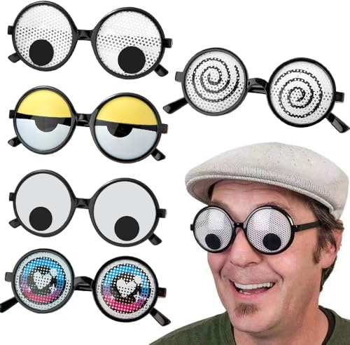 HIULLEN 5PCS Lustige Brillen mit Wackelaugen,Schüttelt Augen Party Brille,Kulleraugen Brille,für Kinder,Erwachsene,Foto Requisiten,Partys,Karneval,Dekoration Fotoshootings,Cosplay,Halloween Party