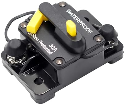 Schutzschalter 30A, Leistungsschutzschalter DC 12V–48V mit Manuellem Reset, Wasserdichter Sicherungshalter für Auto Boot LKW Wohnmobil Winde Traktor Stereoanlage Audio-System Überstromschutzschalter