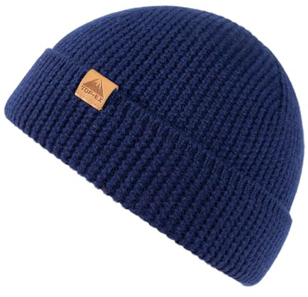 TOP-EX 100% Merino Wolle Fisherman Beanie Herren & Damen, Stretchy Strickmuetze, Warm Wintermütze für Outdoor, M-XXL