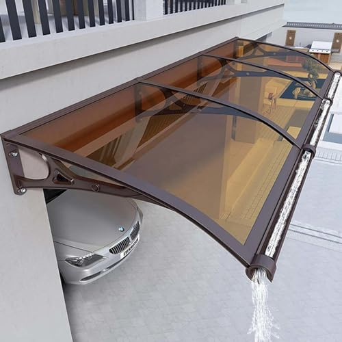 Türvordach für den Außenbereich, wasserdicht, mit Aluminiumrahmen, Seitenteile für Haustür, Balkon, Garage und Terrasse, Braun, 60 x 160 cm