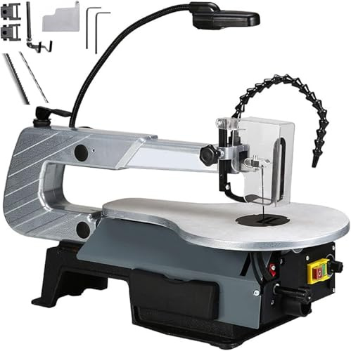 Máquina Multifuncional Para Cortar Madera De 180 W, Sierra De Calar De Mesa, Con Mesa De Trabajo Metálica Inclinable a 45° Y Luz De Trabajo Para Carpintería, Velocidad Variable En Dos Direcciones