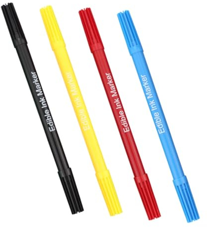 Alipis 4pcs Food Coloring Pen Edible Paint Pen Dual Tip Markers for Cake Fondant Biscuit Decorating Drawing Baking Accessories