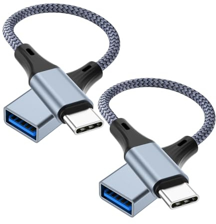 Obcxin 2 Stück USB C auf USB 3.0,Type C auf USB-A Adapter Kompatibel für Galaxy S24/S23/S22,iPhone 15/16 Pro Max,iPad MacBook Pro,Huawei P30,Google Pixel(Grau)