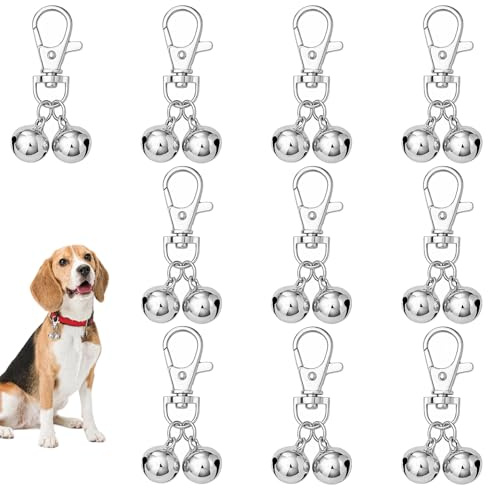 Xinjoduz 10 Stück Haustier Glocken für Halsbänder, Glöckchen Metall Glocke Silber Anhänger Dekor Haustierzubehör Haustiere Anhänger Dekoration Katze Glöckchen für Katzen Hunde Halsband Dekor