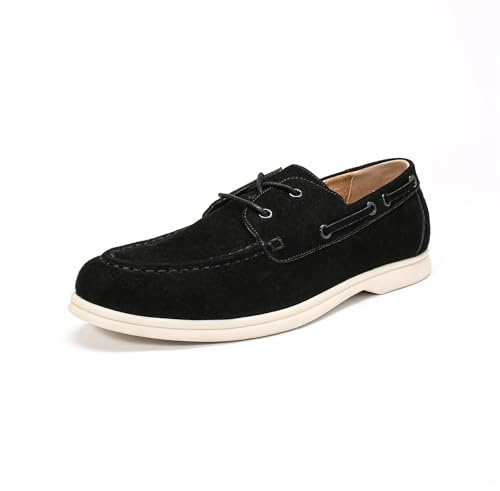Allthemen Mens Casual Suede Boat Shoes Slip On Lace Up Deck Shoe | Mens Comfortable Breathable Loafers Slip On Plain Moccasin Shoes Stylish Lightweight Lace Up Driving Shoes