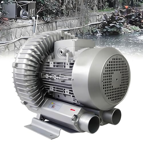 MazmornFly Regenerative Blower, High-Pressure Vortex Ring Blower, Single Phase/Three-Phase Industrial Vacuum Pump for Air Blowing or Suction for Sewage Aeration Aquarium Fish Pond 220V-350W
