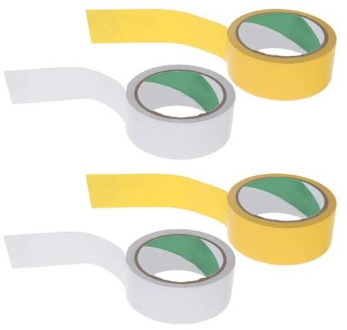 ifundom Nastro per Campi Sportivi 4 Pezzi 4 CM Doppio Colore Giallo e Bianco Nastro Autoadesivo per Marcatura Campi da Pickleball Tennis e Allenamenti Indoor e Outdoor