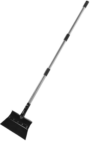 HELEVIA Pala per la Pulizia del Giardino da 27 Cm, Strumento per la Rimozione delle Erbacce Resistente e Raschietto per il Ghiaccio con Manico Regolabile da 120 Cm